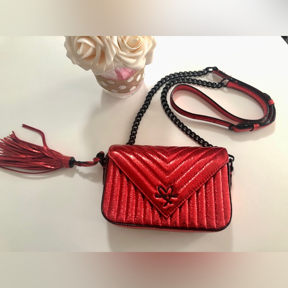 NWOT Victoria Secret Metallic Red Envelope Style Crossbody/Clutch